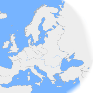 Slepá mapa řeky Evropy k vytisknutí a stažení