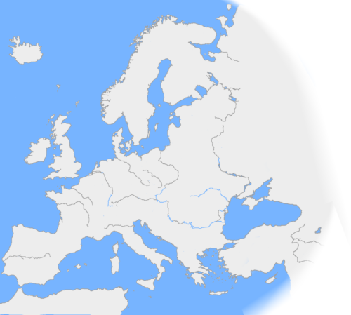 Slepá mapa řeky Evropy k vytisknutí a stažení
