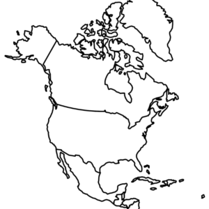 Slepá mapa Severní Ameriky k vytisknutí a stažení