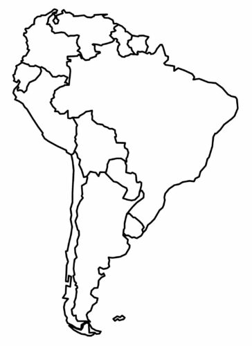 Slepá mapa Jižní Ameriky k vytisknutí a stažení