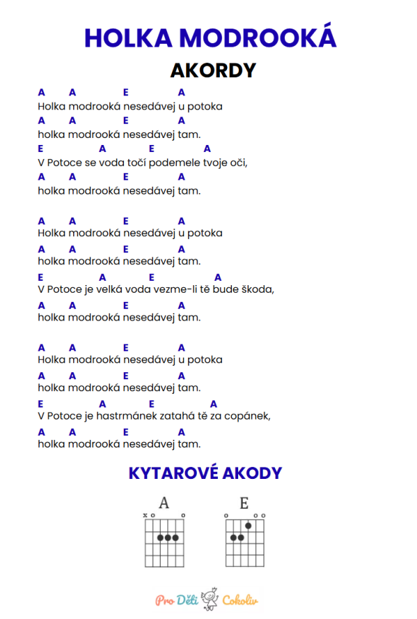 holka modrooká akordy
