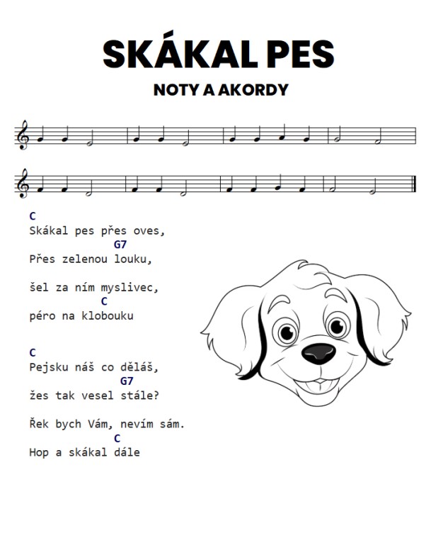 skákal pes noty a akordy