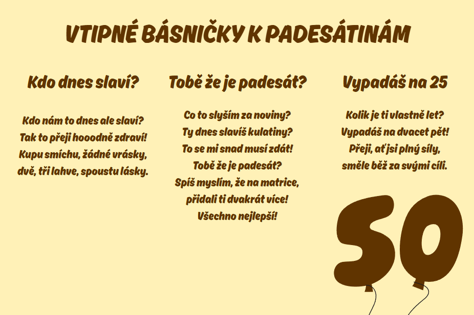 vtipné básničky k padesátinám