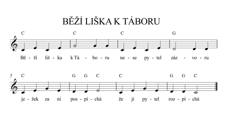 běží liška k táboru noty