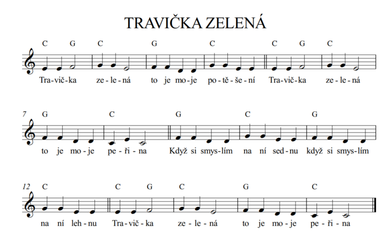 travička zelená noty