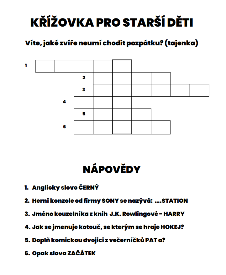 křížovky pro starší děti