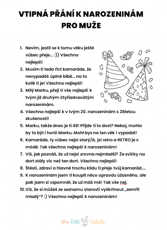vtipná přání k narozeninám pro muže