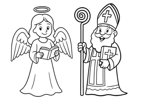 mikuláš čert anděl omalovánky