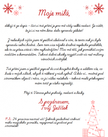 Dopis od Ježíška vzor