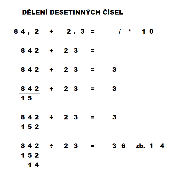 dělení desetinných čísel - příklad
