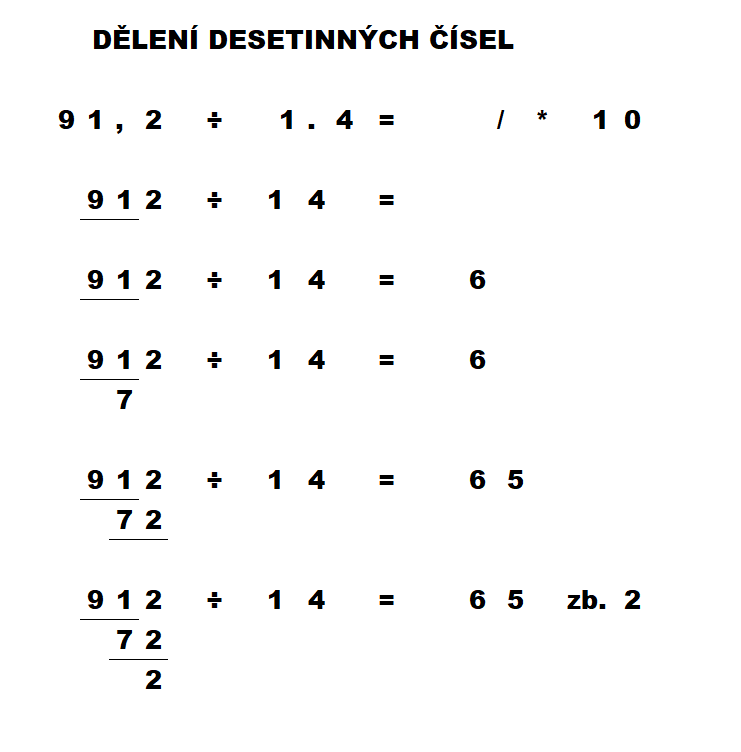 dělení desetinných čísel - příklad