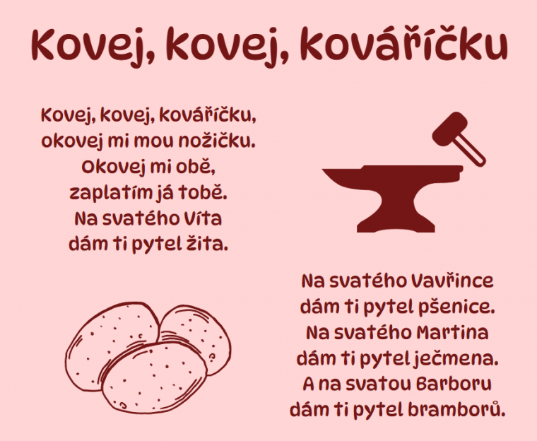 kovej, kovej kováříčku text