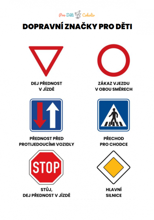 Dopravn Zna ky Pro D ti Vysv tlen A Pracovn List V PDF 