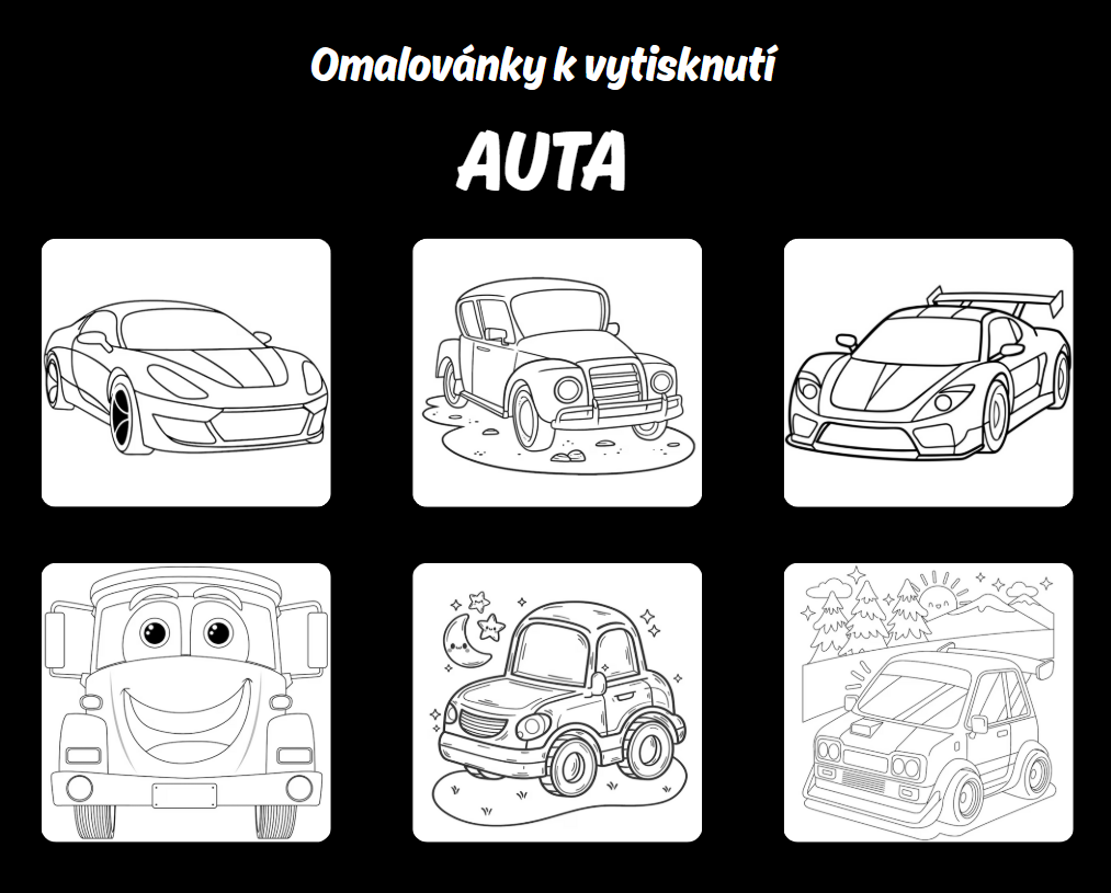 omalovánky k vytisknutí auta 