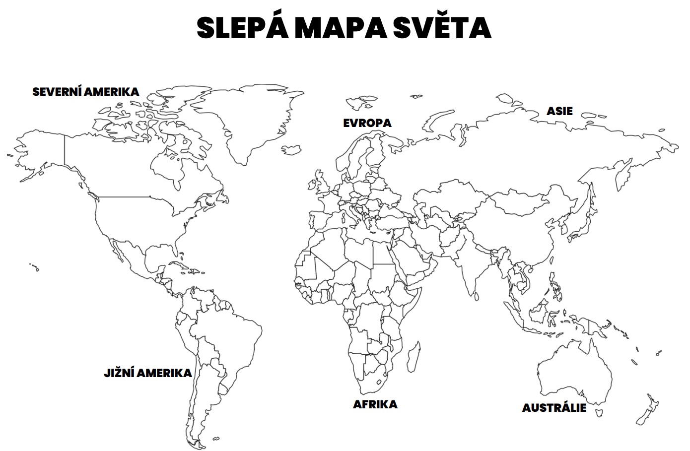 slepá mapa světa