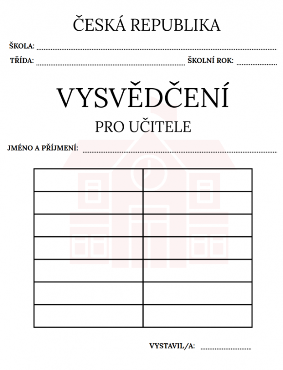 vysvědčení pro učitele