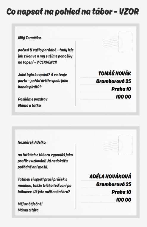 co napsat na pohled na tábor 