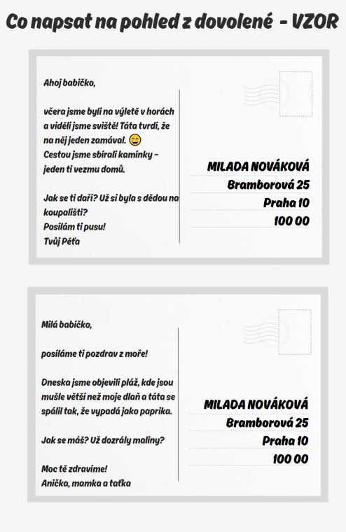 co napsat na pohled z dovolené 