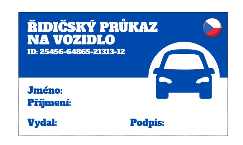 dětský řidičský průkaz - auto