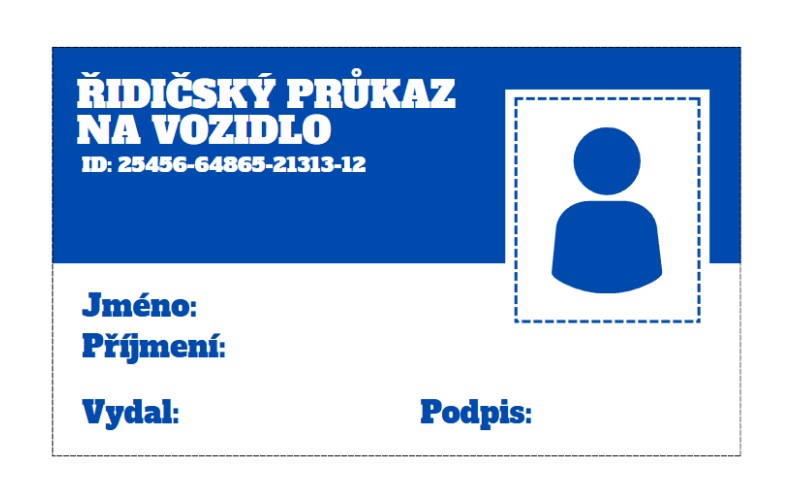 dětský řidičský průkaz - auto