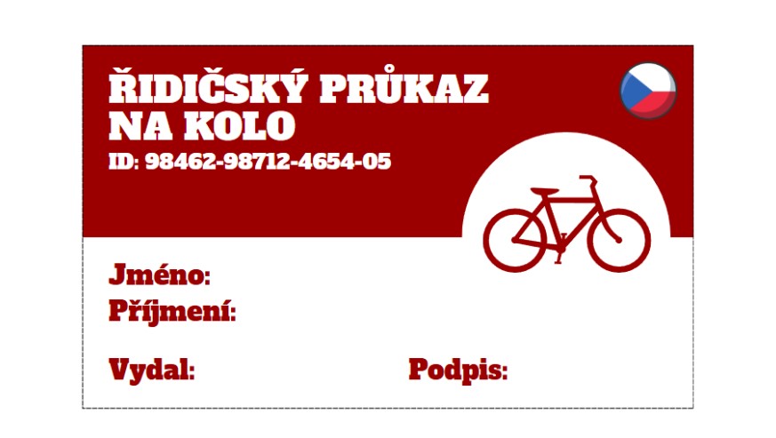 dětský řidičský průkaz - kolo