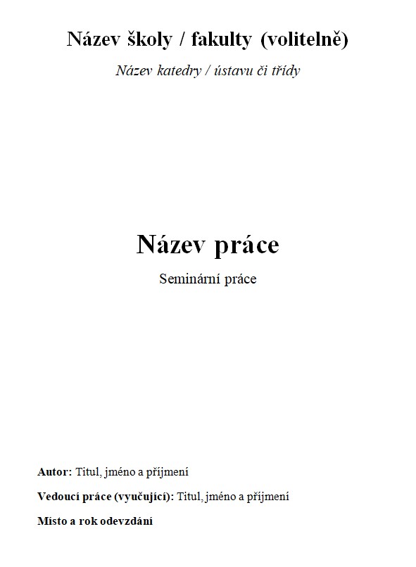 seminární práce šablona