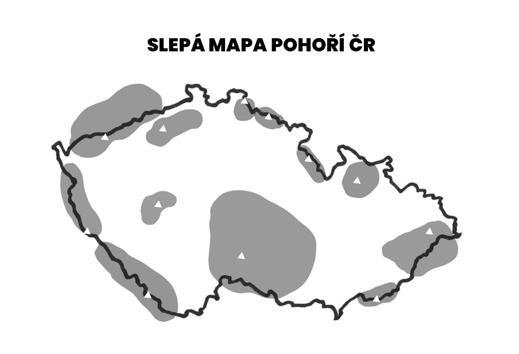 slepá mapa pohoří ČR
