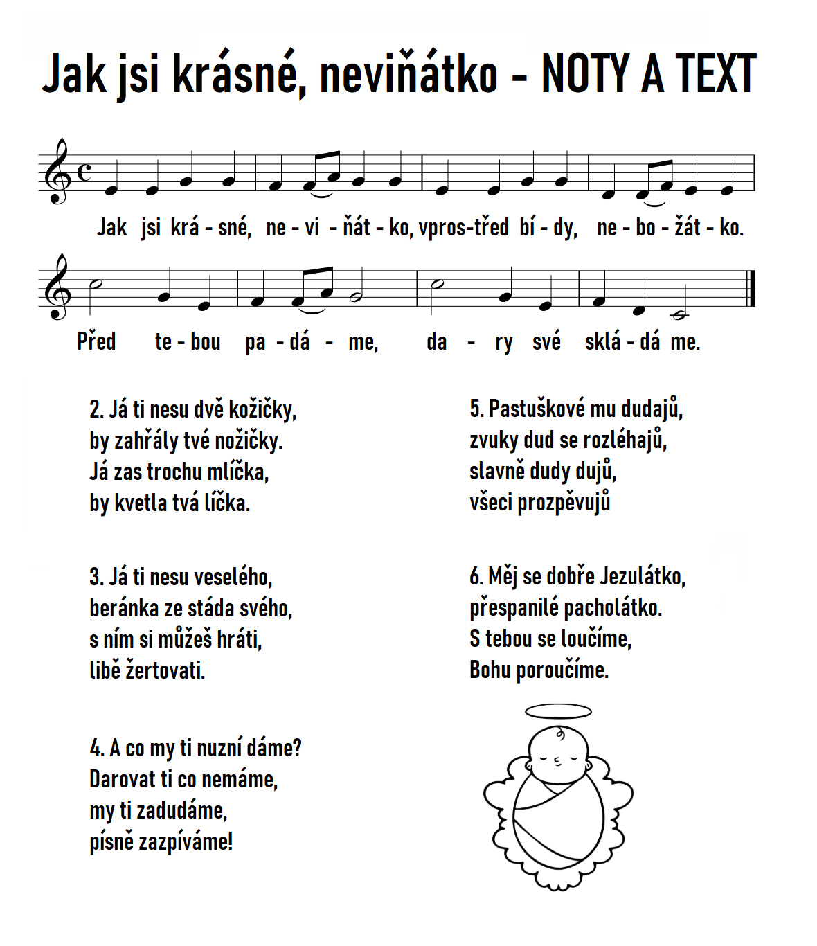 Jak jsi krásné neviňátko noty a text