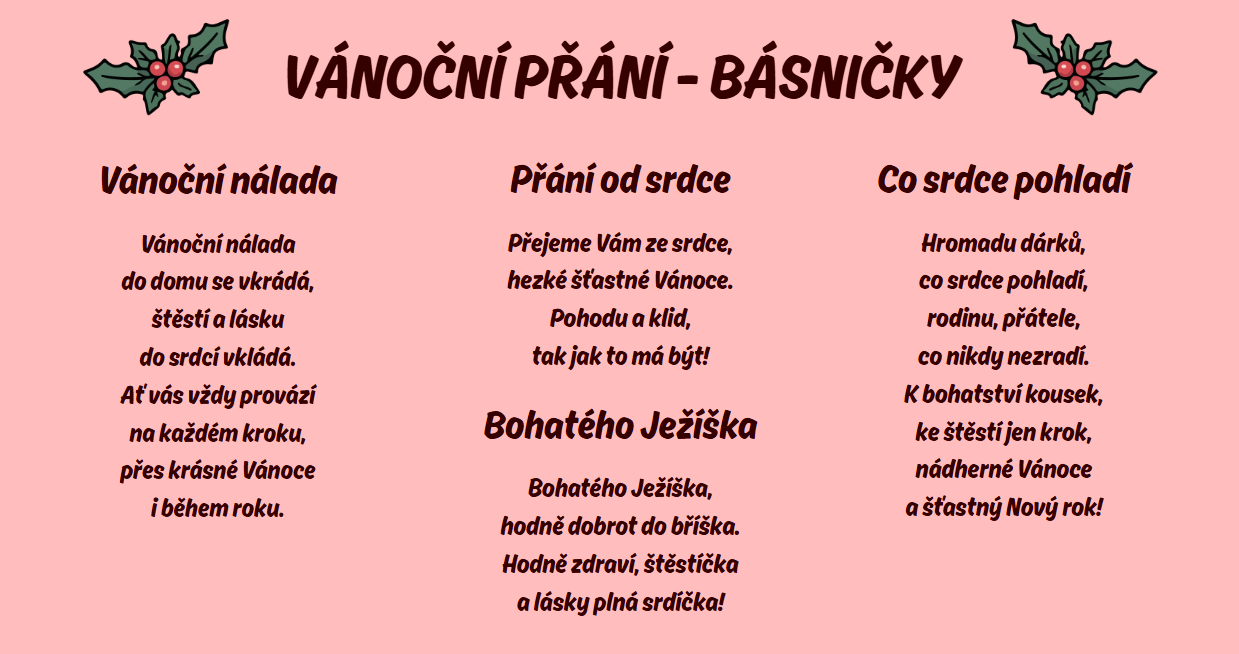 vánočí přání básničky