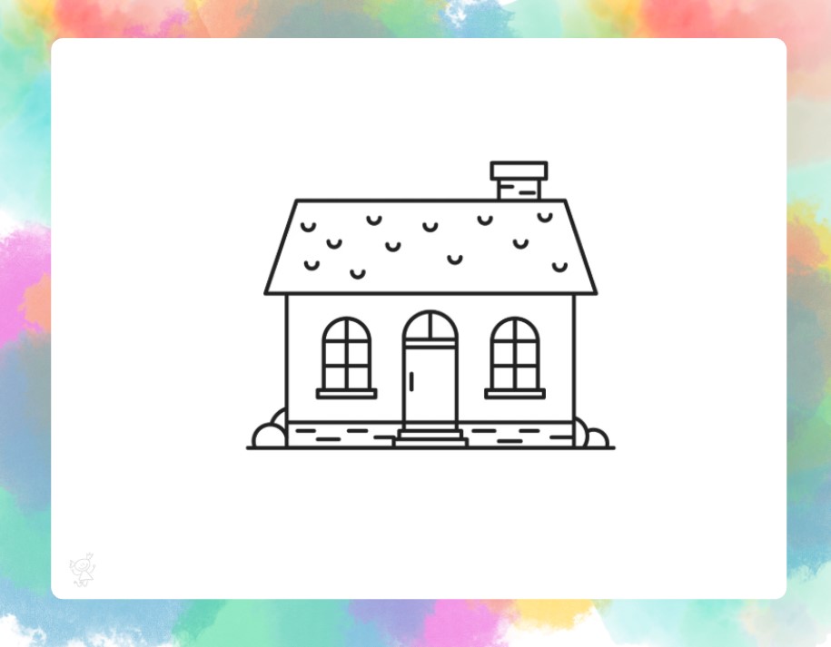 Domeček kreslený černobílý