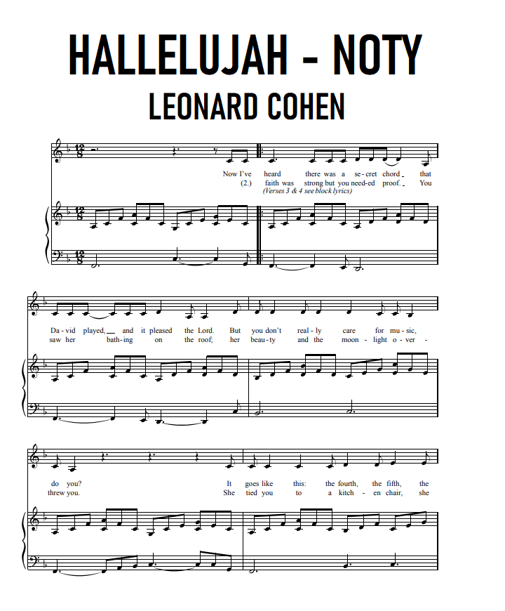 hallelujah noty