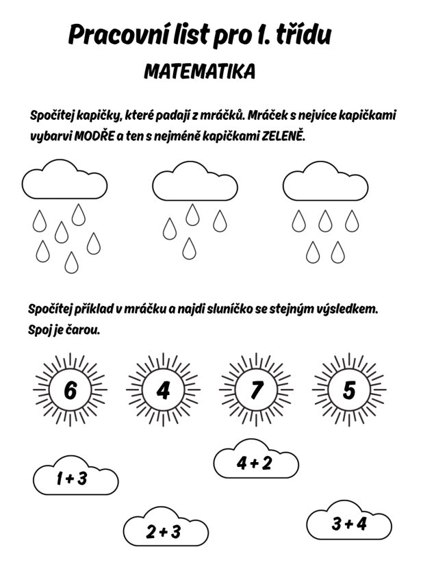 pracovní listy pro 1. třídu k vytisknutí
