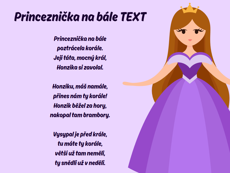 princeznička na bále text