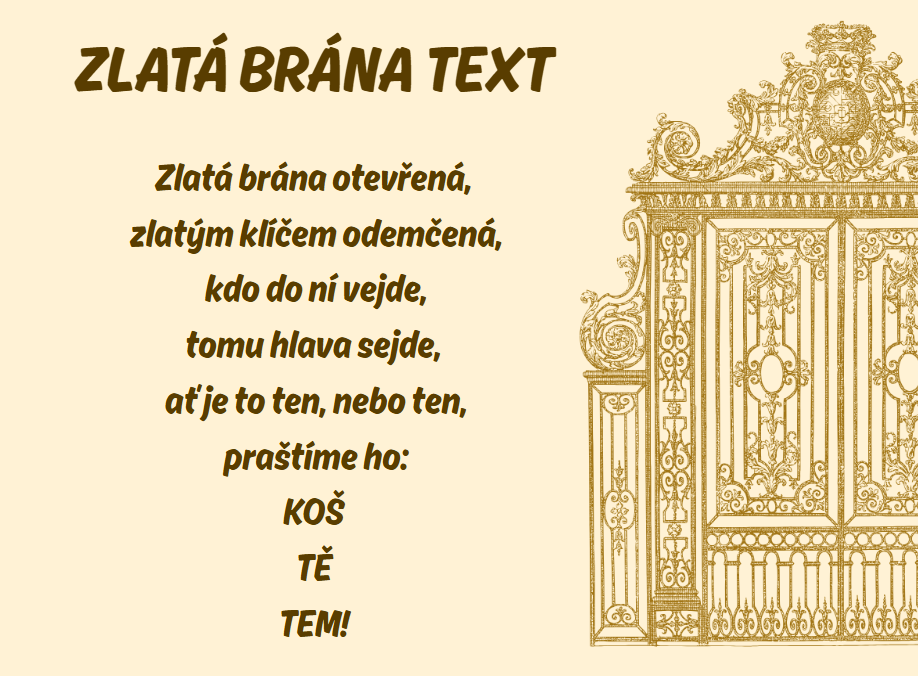 zlatá brána text