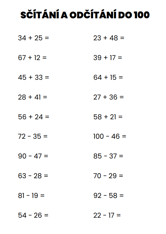 příklady do 100 k vytisknutí