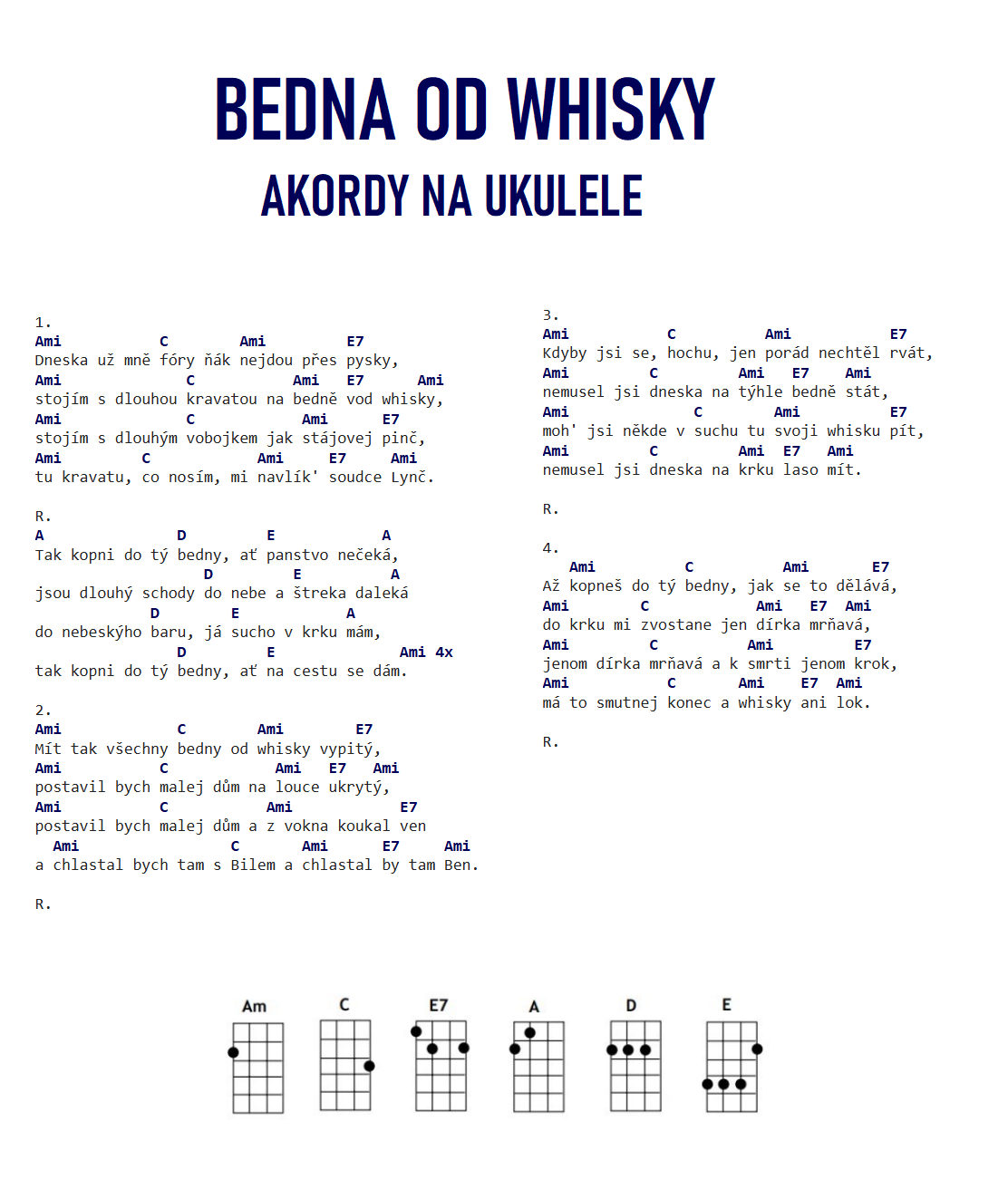 bedna od whisky akordy ukulele