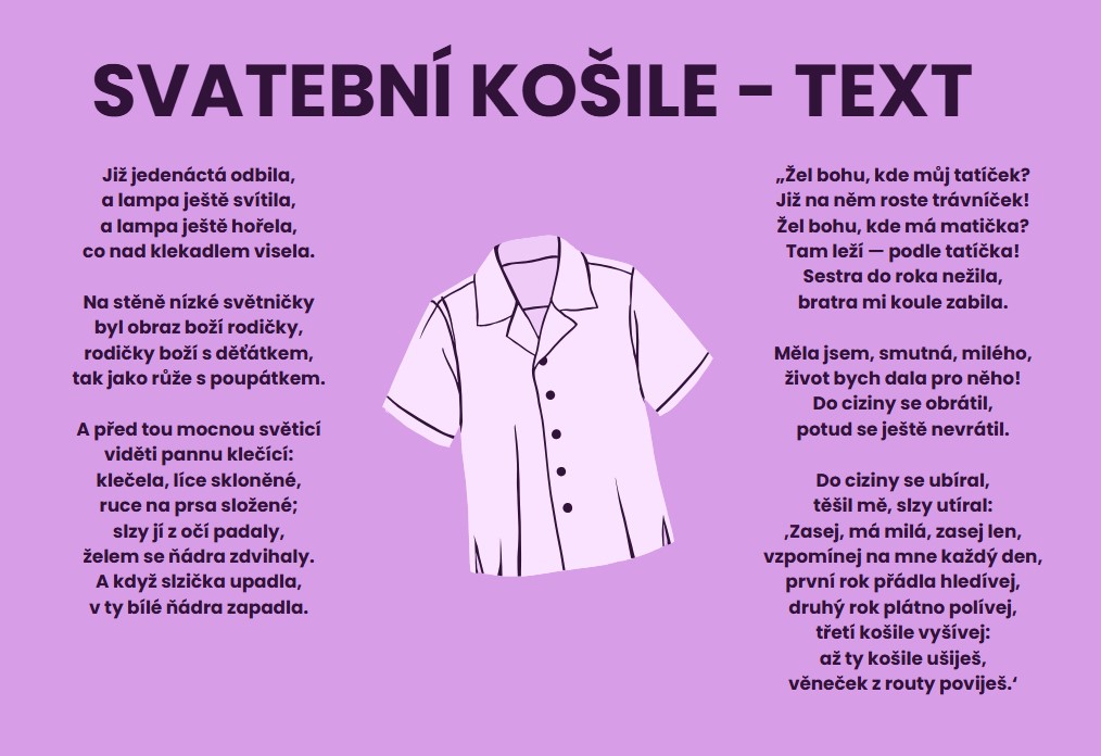 svatební košile text