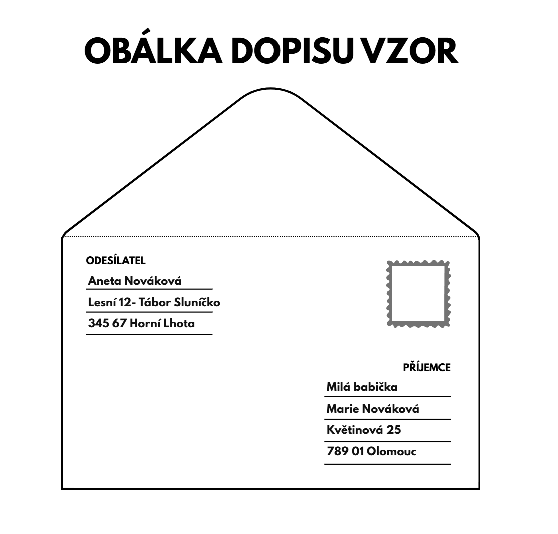 dopis obálka vzor