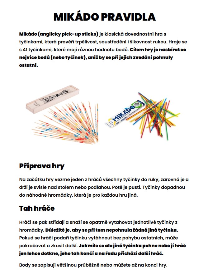 mikádo pravidla