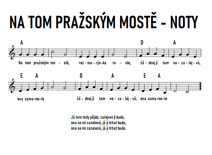 na tom pražským mostě noty a text