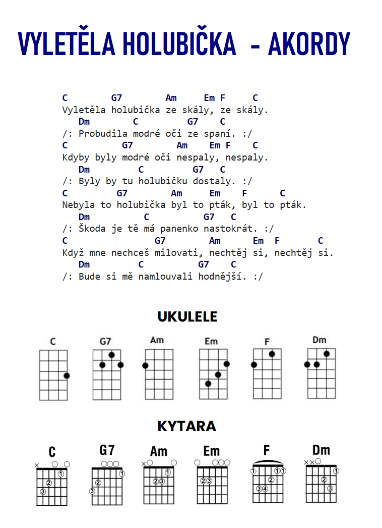 vyletěla holubička akordy
