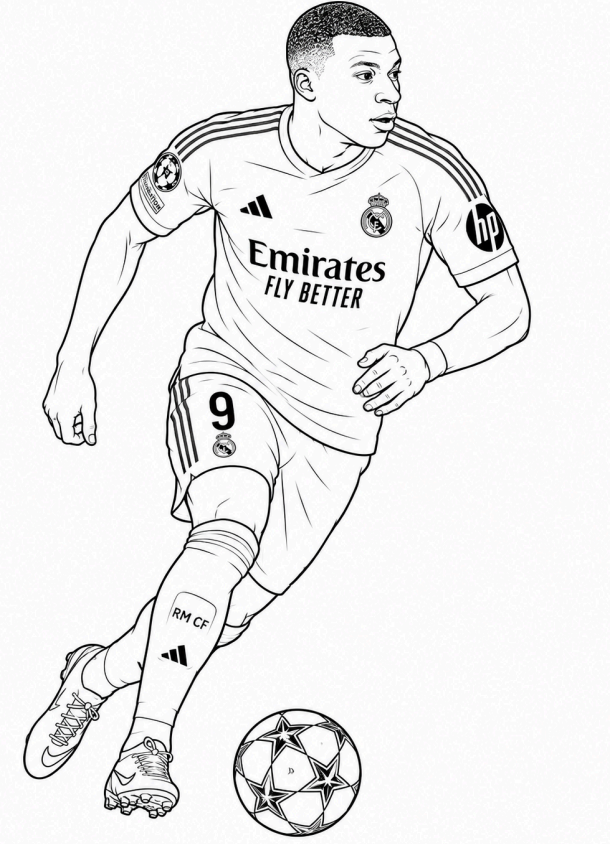 omalovánky fotbal - mbappe