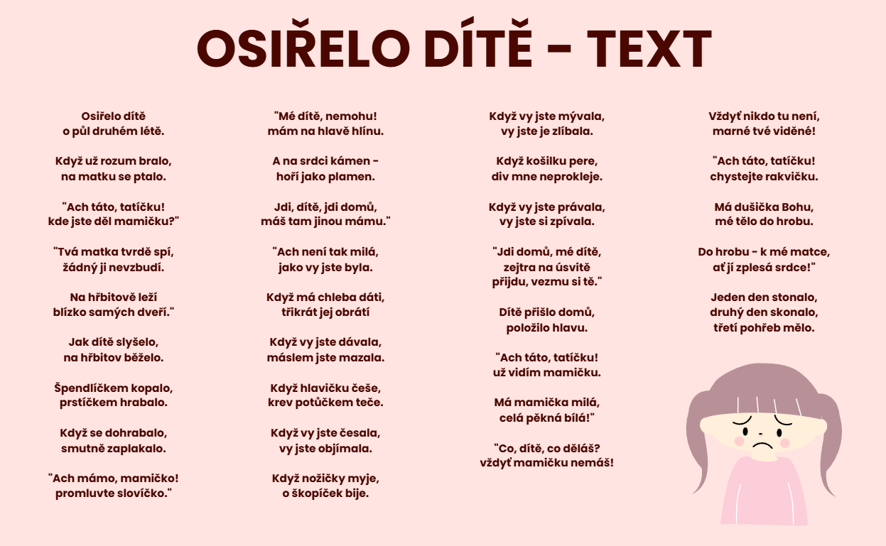osiřelo dítě text