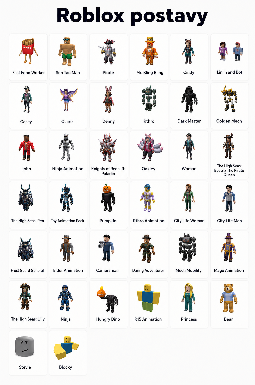 roblox postavy