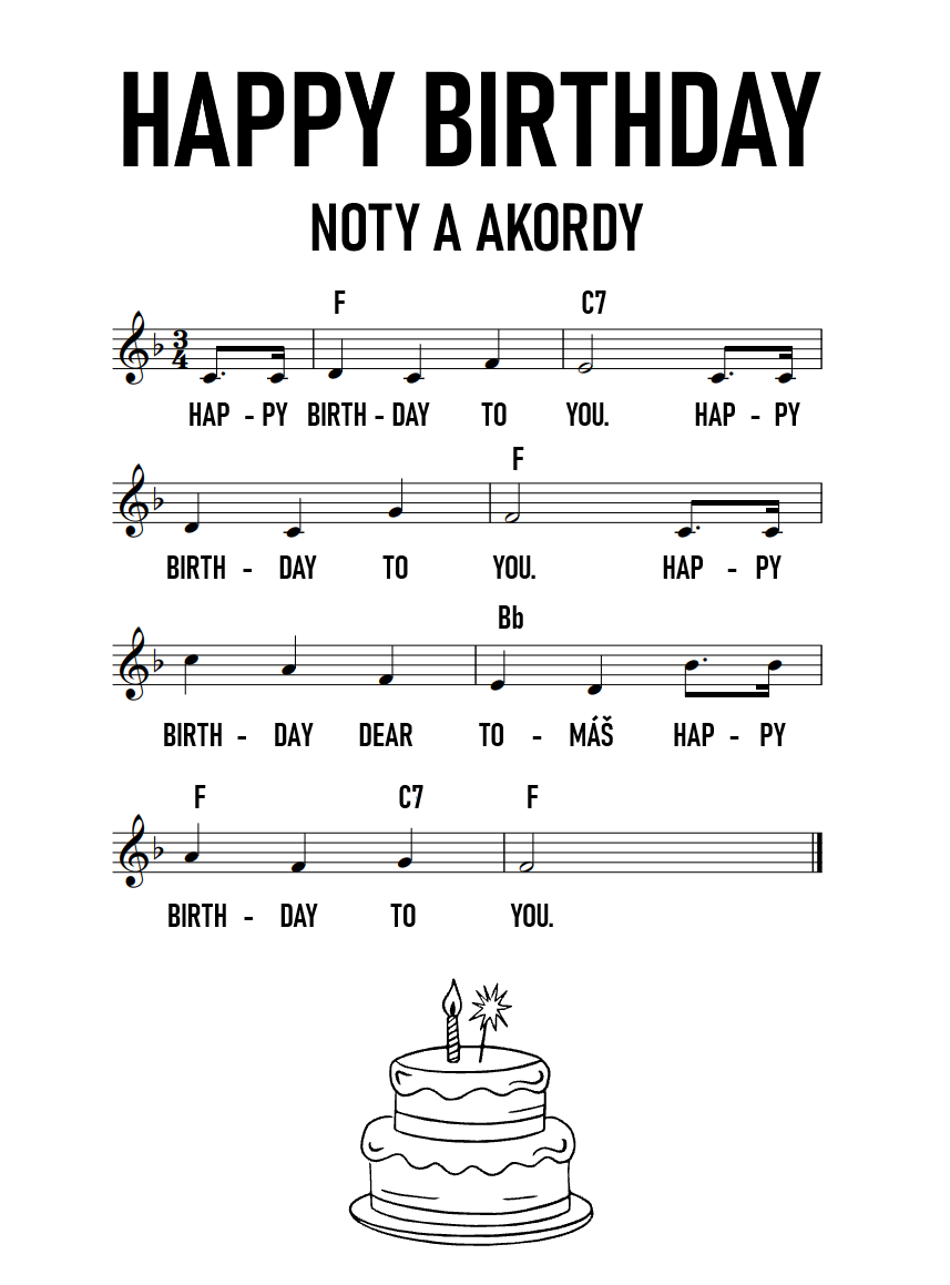 happy birthday noty a akordy