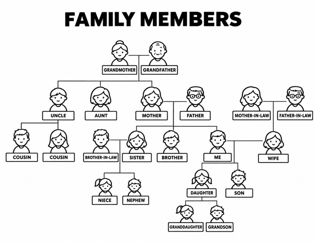 členové rodiny anglicky - family members