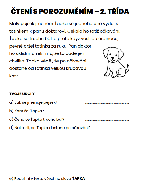 čtení s porozuměním 2. třída