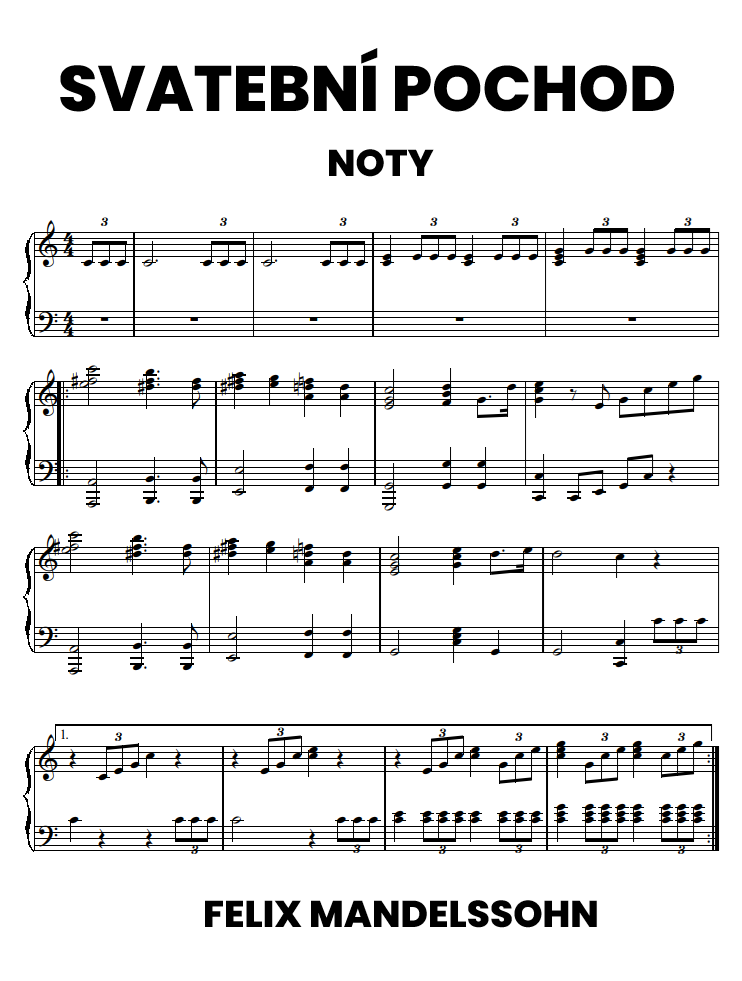 svatební pochod noty