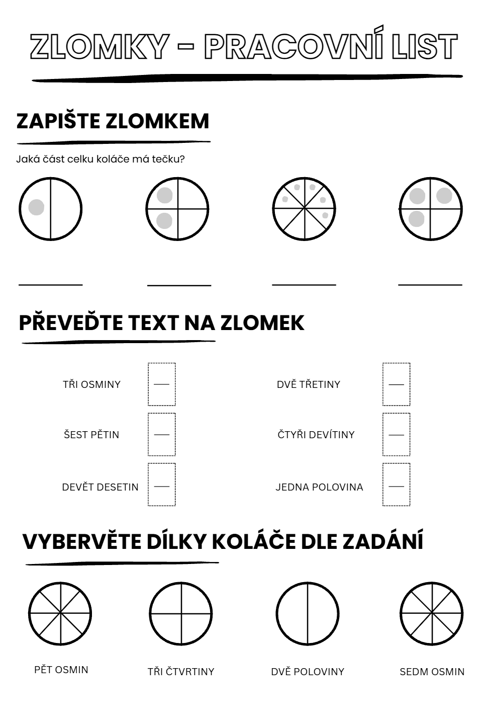 zlomky pracovní list