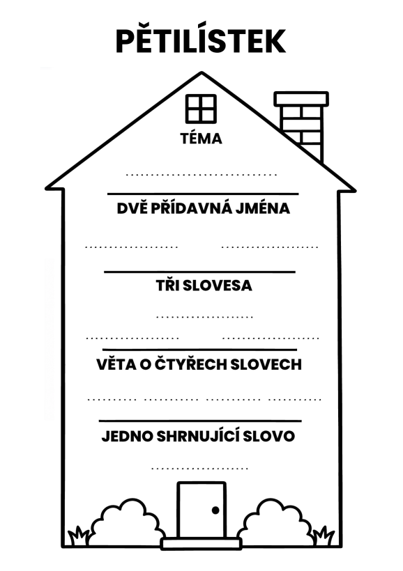pětilístek šablona - dům
